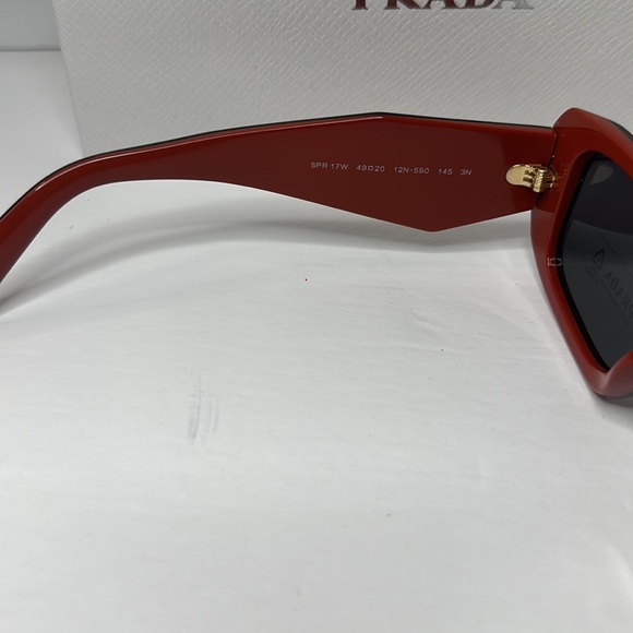 Auth - NEW Prada PR17WS 12N5S0 Orange Black Dark Grey Rectangle Unisex Sunglass… - Picture 14 of 15